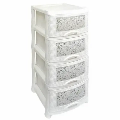 Комод 4 секции без декора Ажур бел/мрам