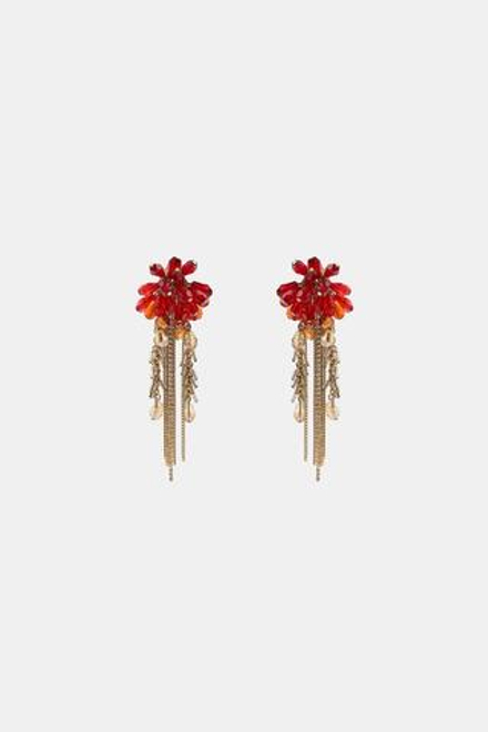 ZARA СЕРЬГИ С КРИСТАЛЛАМИ И БАХРОМОЙ, КРАСНЫЙ
