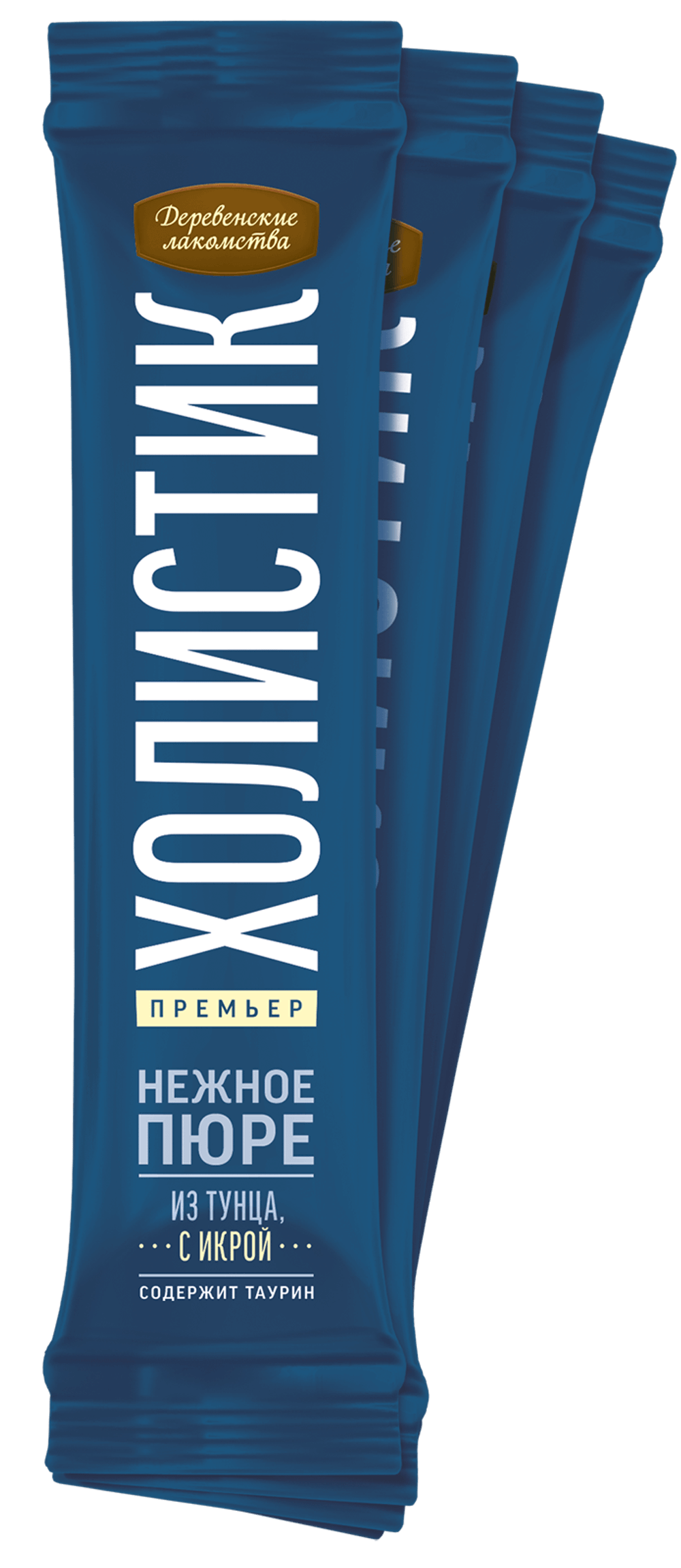 Деревенские Лакомства д/кошек "Нежное пюре из Тунца с Икрой летучей рыбы", 1шт