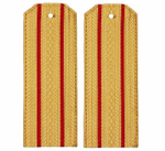 Погоны парадные золотые металлизированные два красных просвета