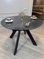 Круглый стол "Бонжур", керамогранит, черный мрамор