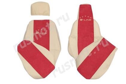 Чехлы премиум кожа + штрокс вышивка SCANIA Streamline MIX от 2014- г. S24 Польша