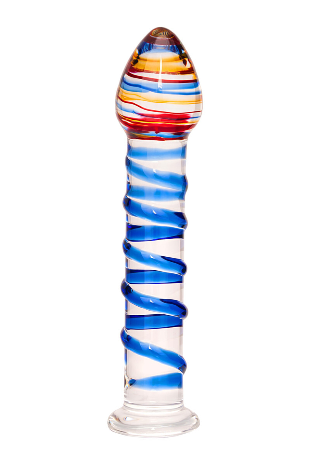 Фаллоимитатор стеклянный разноцветный 18 см