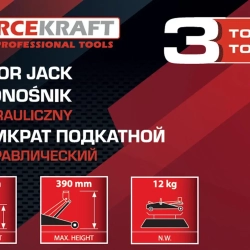 Домкрат подкатной гидравлический 3т (h min 130мм, h max 390мм) FORCEKRAFT FK-TH22001CB MST
