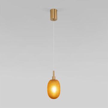 Подвесной светильник со стеклянным плафоном 1*Е14 50266/1 янтарный Pineapple Eurosvet