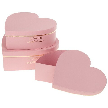 Набор/3шт "Сердце" 33x32,5xH11,5см, 29x28,5xH10см, 26x25xH9,5см (Розовый)