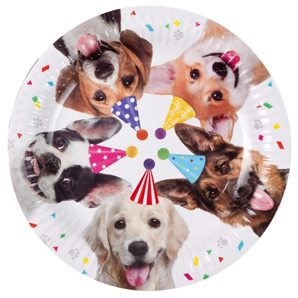 Тарелки бумажные «Собачки» фотографичные, 17 см / 23 см, 6 шт