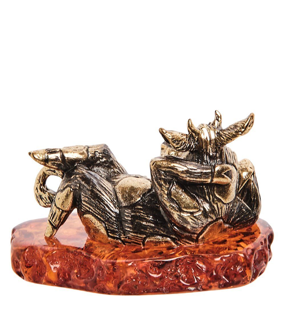 Народные промыслы AM-2710 Фигурка «Бык Мажор» (латунь, янтарь)