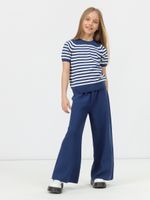 Джемпер для девочки с коротким рукавом AT1012 сапфир-белый