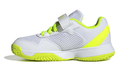 Детские Кроссовки теннисные Adidas Courtflash K - облачно-белое/сердце-черное/прозрачный лимонный