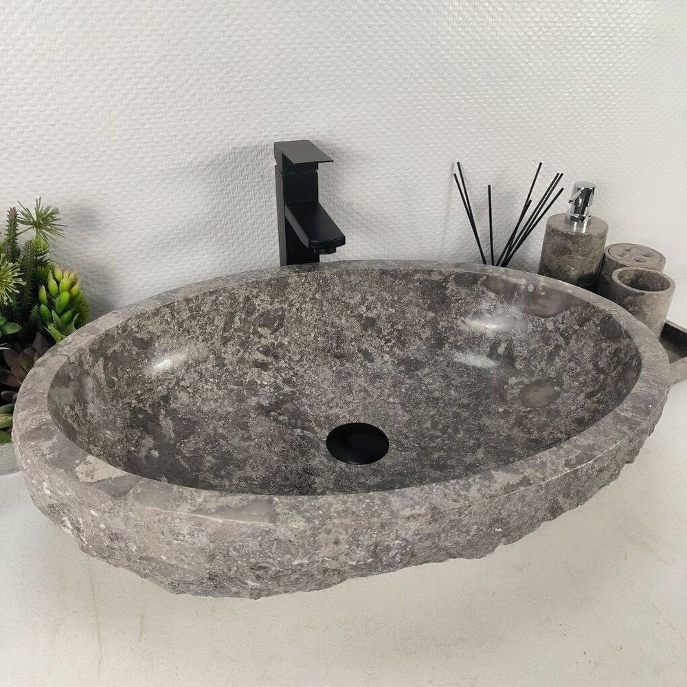 Каменная раковина из мрамора Erozy Grey EM-04667 (62*42*16) 0189 из натурального камня