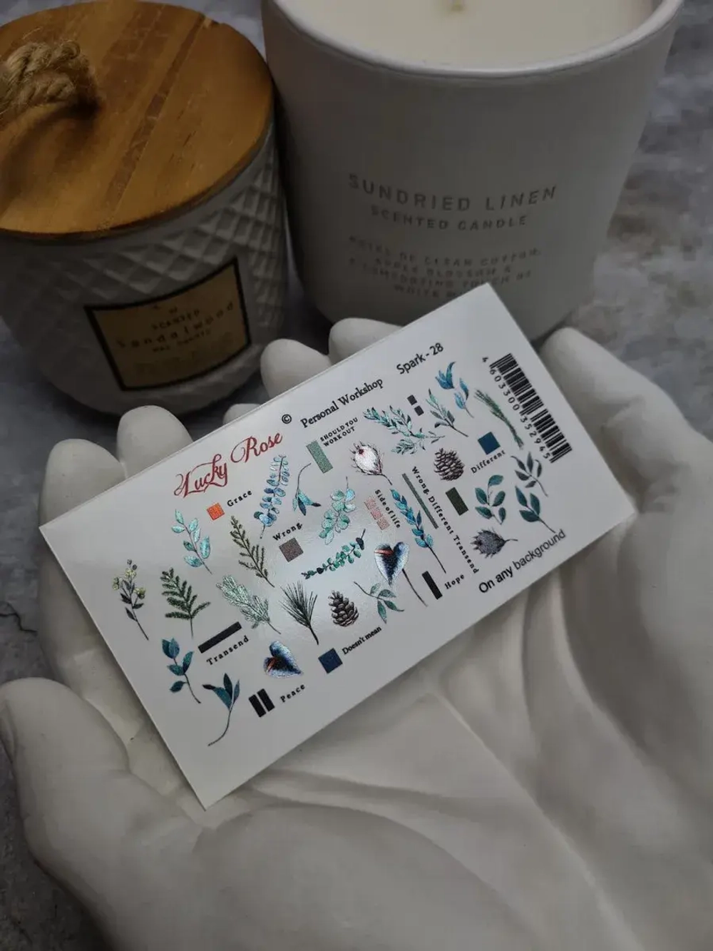 Lucky Rose Слайдеры наклейки для длинных ногтей 028