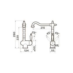 Смеситель для кухни Omoikiri Kyoto-SI 4994297 античное серебро схема