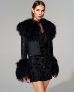 Кардиган с отделкой мехом ламы