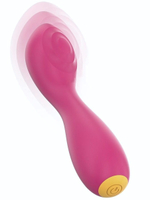 Розовый перезаряжаемый мини-вибратор с режимом постукивания - 12,5 см. (Цвет: розовый)