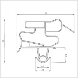 Уплотнитель для холодильника Electrolux ERB 3598 х.к 1005*540 мм по пазу(010/035 АНАЛОГ)