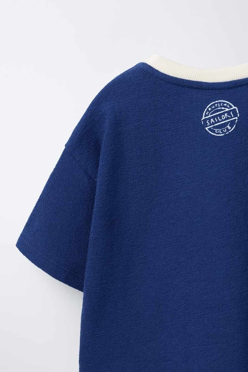 ZARA ФУТБОЛКА С ВЫШИТОЙ НАДПИСЬЮ, ЧЕРНИЛЬНО-СИНИЙ