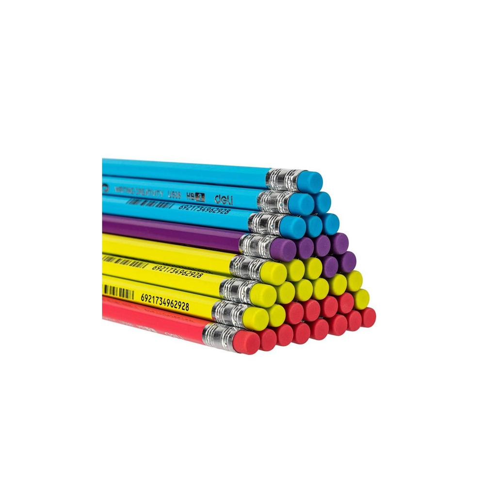 Карандаш чернографитный Deli Scribe HB шестигр. липа, ластик EU50806-1