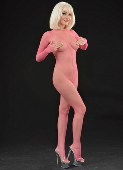 Розовый комбинезон-сетка с красивой шнуровкой на спинке (Размер: S-M-L) (Цвет: розовый)