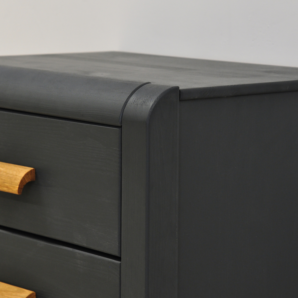 Тумба прикроватная Мадейра 2 ящика из массива сосны, серая, на ножках