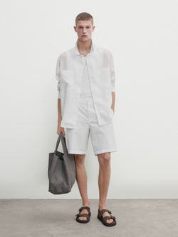 Massimo Dutti Шорты из хлопкового поплина, белый