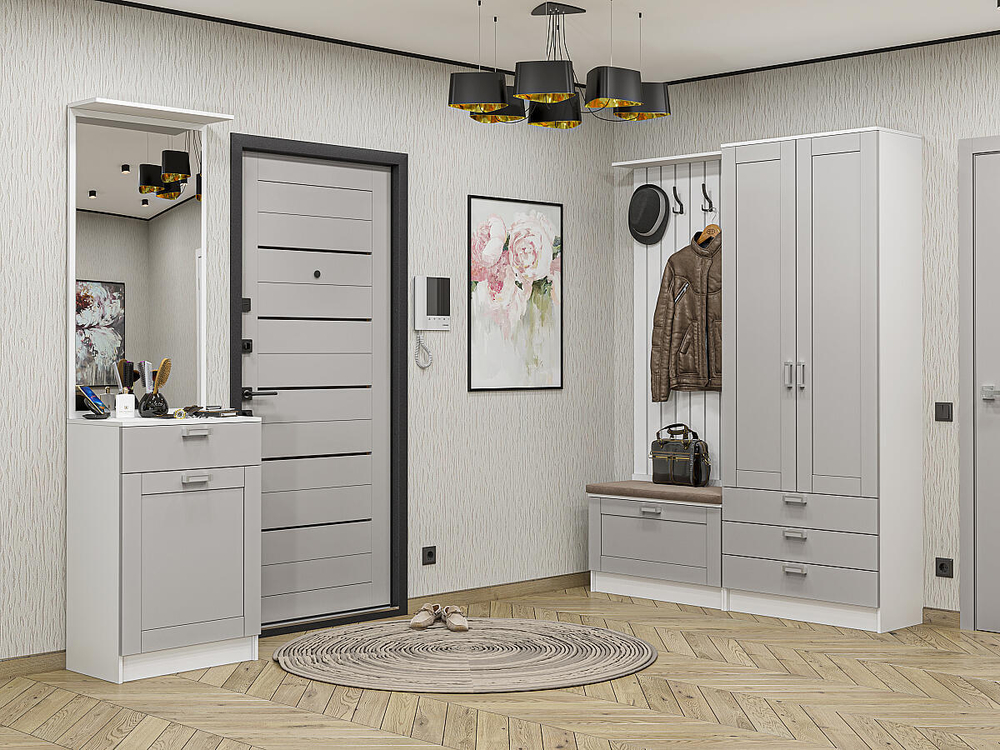 Прихожая Стиль-04 Grey Silk Белый