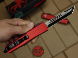 Нож Microtech Ultratech Helhound H/E - красная рукоять, черный клинок + запчасти RK-351