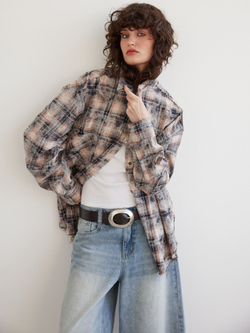 Рубашка Grunge, сине-бежевая