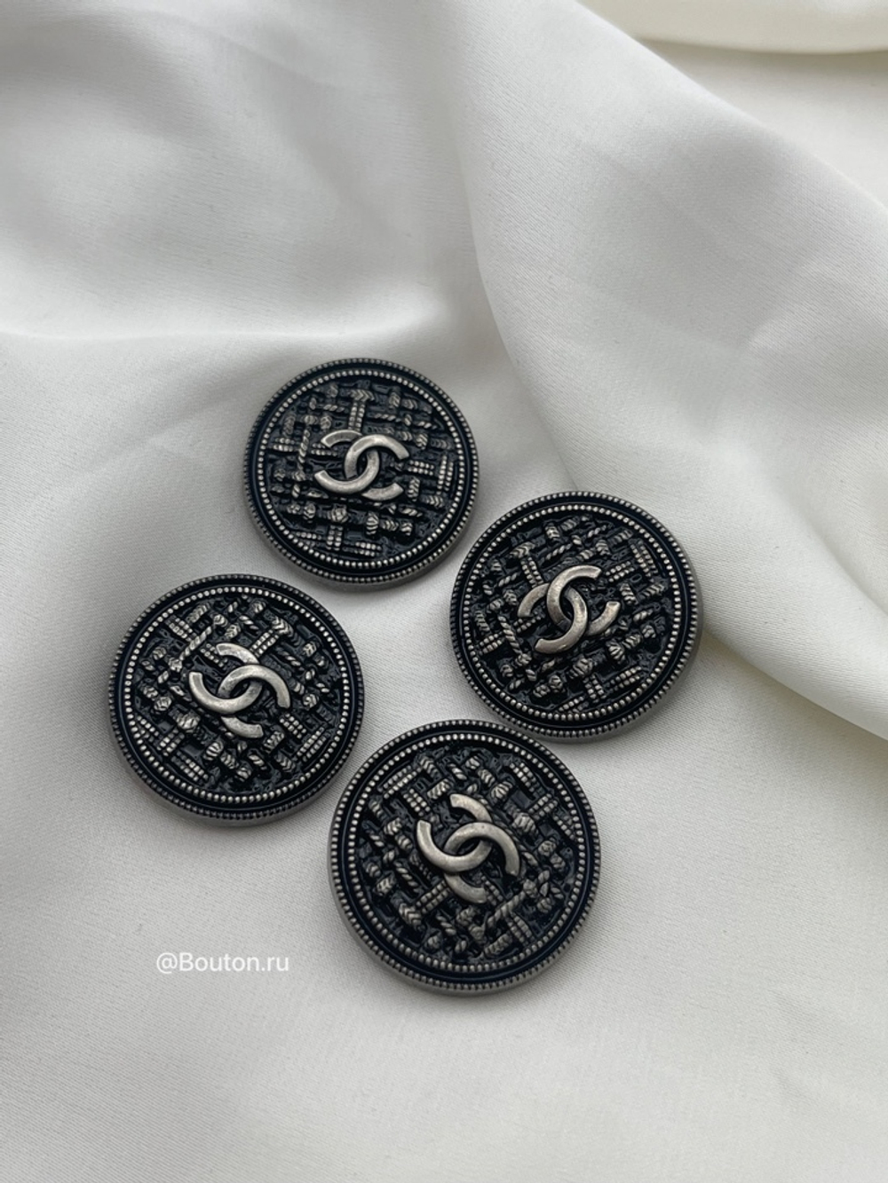 Пуговицы Шан. плетеные серебро с чернением