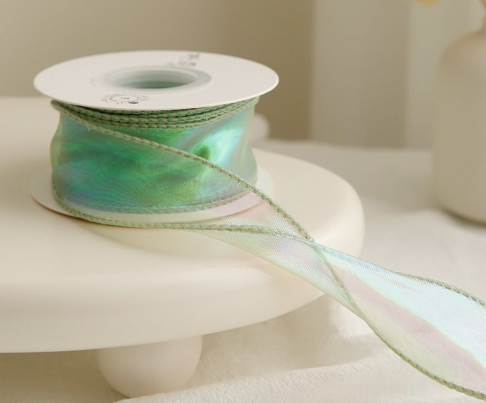 Лента органза с волнистым краем, (4см*9,14м), Нежная-Мята