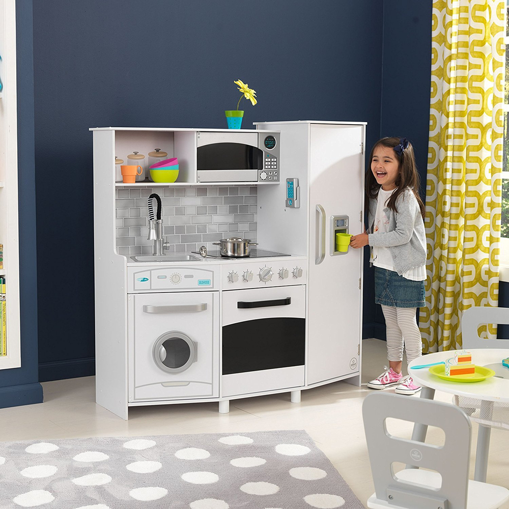 KidKraft: Игровая кухня Большой Интерактив, белая 53369 — Large Play Kitchen with Lights & Sounds - White — КидКрафт