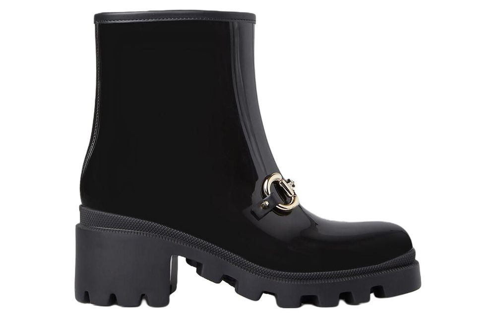 GUCCI Horsebit Women"s Ankle Boots Black