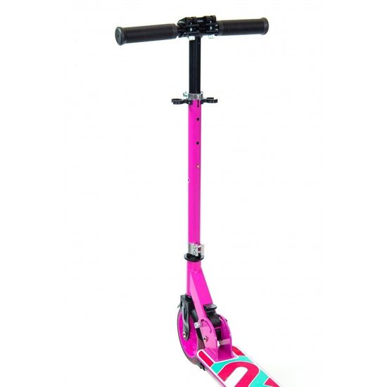 Складной двухколёсный самокат со светящимися колёсами и платформой Micar Flash 145 розовый