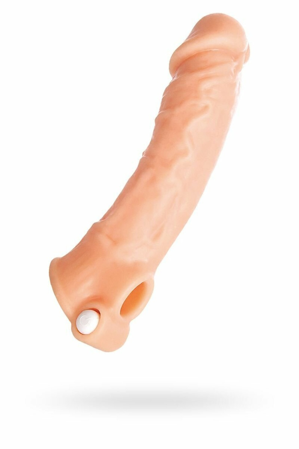 Удлиняющая насадка на пенис с вибрацией - 18,5 см. (Цвет: телесный)