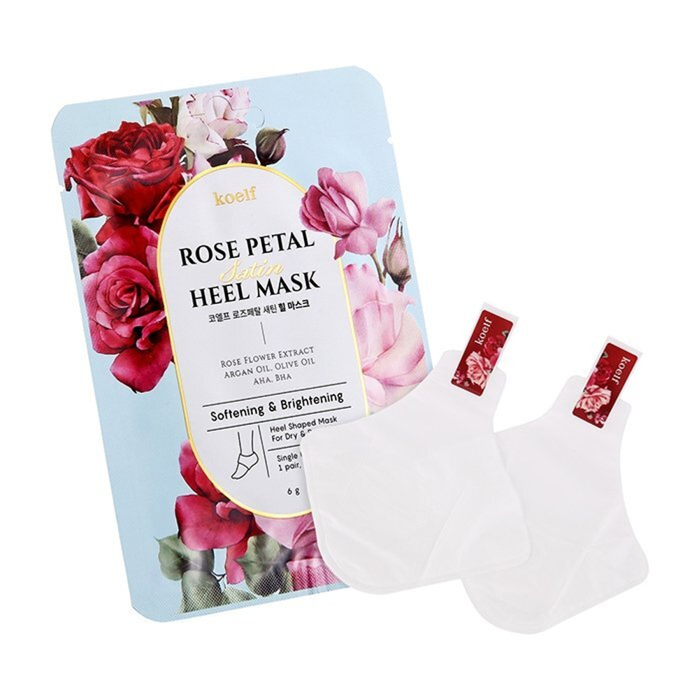 Маски-носочки для ног (пяток) Rose Petal Satin Heel AHA BHA Mask Роза 6 г