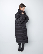 Пуховик двубортный из итальянского нейлона черный