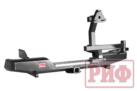 Бампер силовой задний Toyota Hilux 1983-1997 с квадратом под фаркоп, калиткой, подсветкой номера РИФ