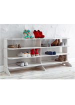 Обувница 132х30х58, Твист, стеллаж для обуви в прихожую, массив сосны, белый воск, Dipriz