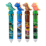 Ручка шариковая, автоматическая, 10в1, Basir, серия "Динозавр", 10-ти цветная, с резиновой фигуркой, 36 шт