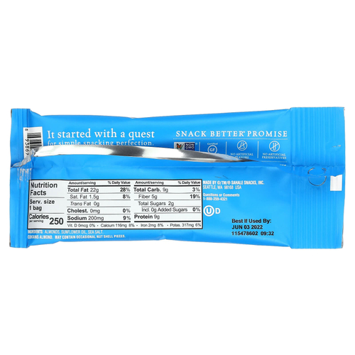 Sahale Snacks, Сухие обжаренные орехи, Калифорнийский миндаль & морская соль, 9 упаковок по 1,5 унции (42,5 граммов)