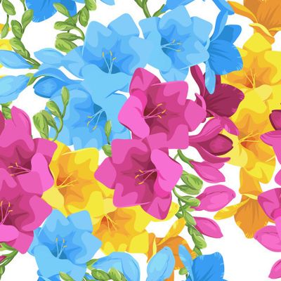 Красивые цветы фрезии. Весенний рисунок