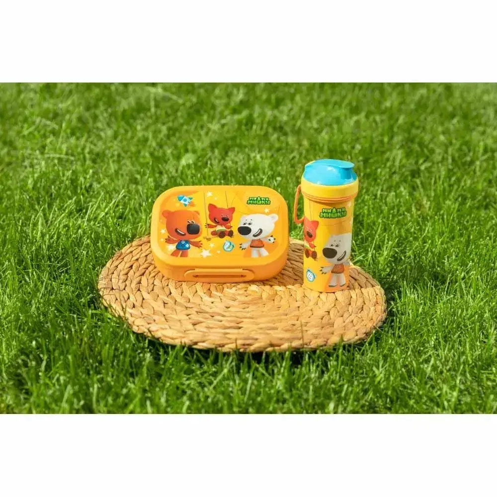 Набор: ланч-бокс 0,98л + стакан с крышкой 0,4л «МИ-МИ-МИШКИ» оранжевый