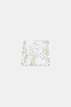 ZARA МИНИ-ЮБКА С ПАЙЕТКАМИ, ЖЕЛТОВАТО-БЕЛЫЙ