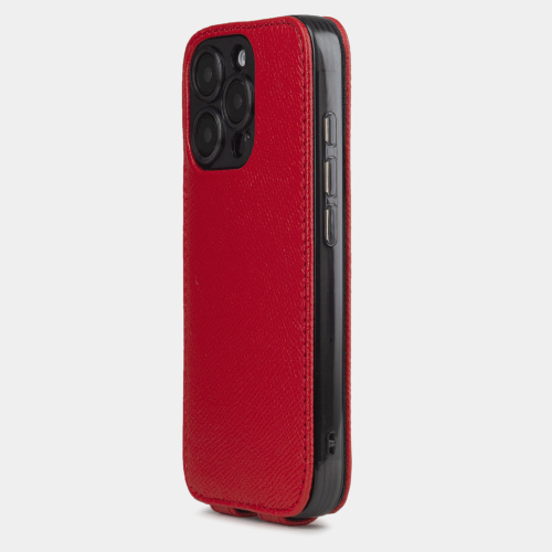 Чехол iPhone 16 Pro Max натуральная кожа сафьяно, красного цвета
