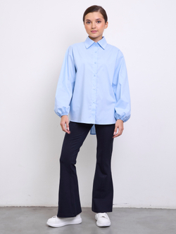 Рубашка для девочки голубая с бантом на спине