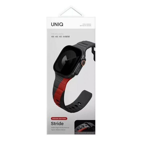 Ремешок Uniq STRIDE DE FKM Rubber для Apple Watch 49/46/45/44 мм (49MM-STRDECHRRD) Charcoal/Red