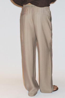 ZARA БРЮКИ ИЗ СТРУЯЩЕЙСЯ ТКАНИ, СЕРОВАТО-КОРИЧНЕВЫЙ