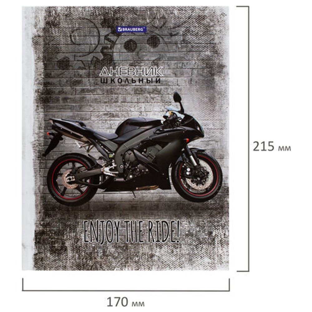 Дневник 5-11 класс 48 л., твердый, BRAUBERG, глянцевая ламинация, с подсказом, "Крутой Байк", 106391