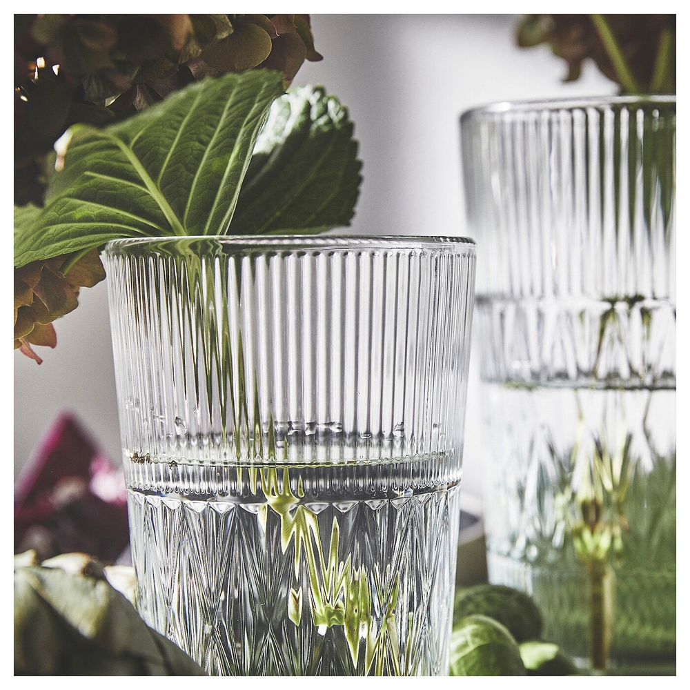 IKEA SMÄLLSPIREA  (ИКЕА СМÄЛЛСПИРЕА)  -  Ваза, прозрачное стекло с узором, 22 см