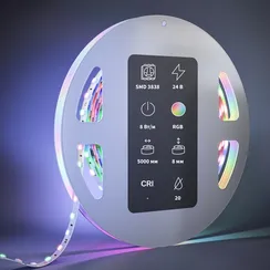 Светодиодная лента Ультра 24В 3838 8Вт/м Цветная (RGB) 5м IP 20 201130 Led Strip 201130